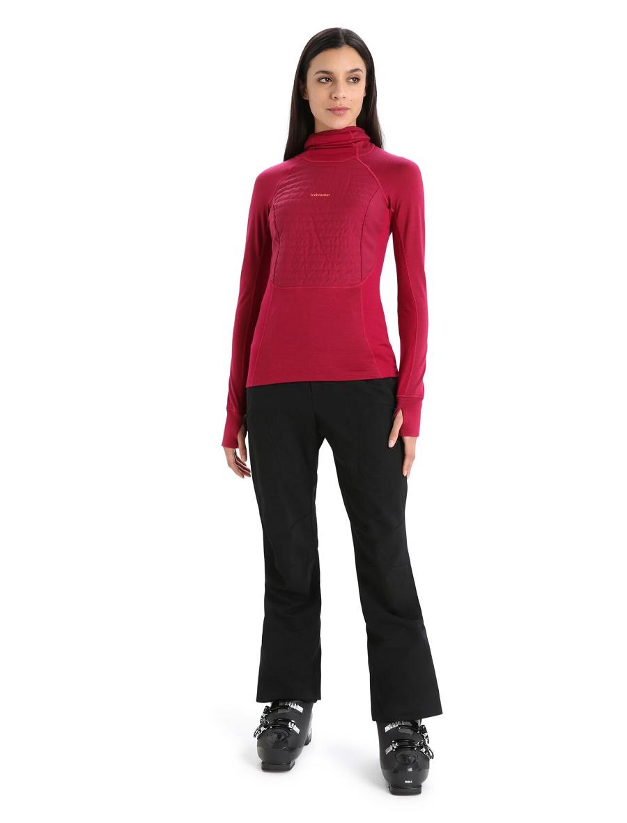 Cherry Icebreaker ZoneKnit™ Merino Insulated Long Sleeve Hoodie Women's One Piece & Sets | AU 1801RVDW